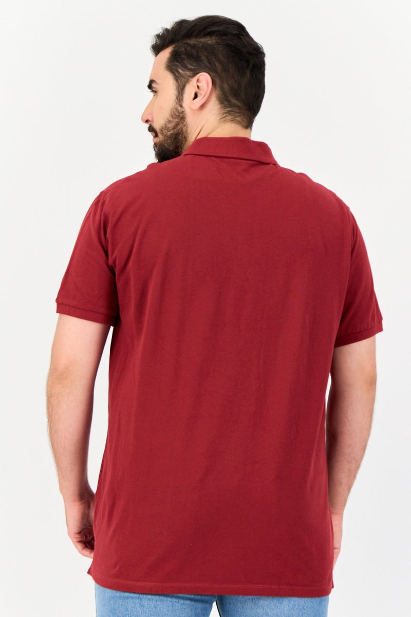 Celio Men Regular Fit Short Sleeves Solid Polo Shirt, Dark Red - Image 3
